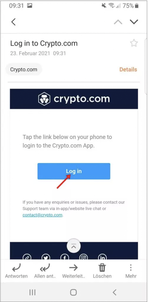 Crypto.com Email Bestätigung