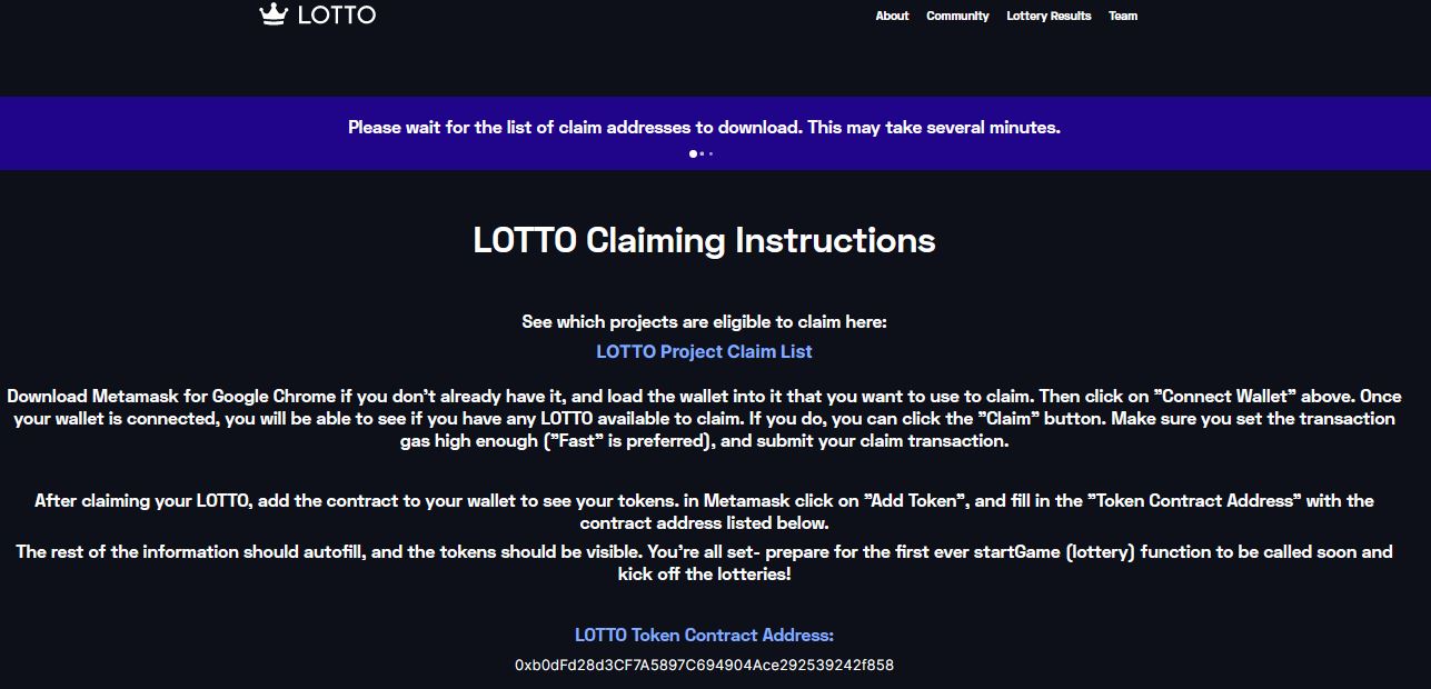 LOTTO Airdrop Claim Portal - Connect Wallet
