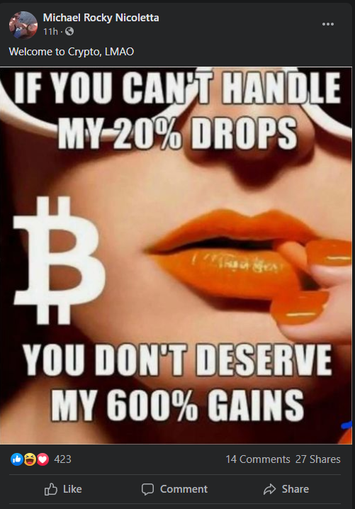 Facebook post on a Crypto related page