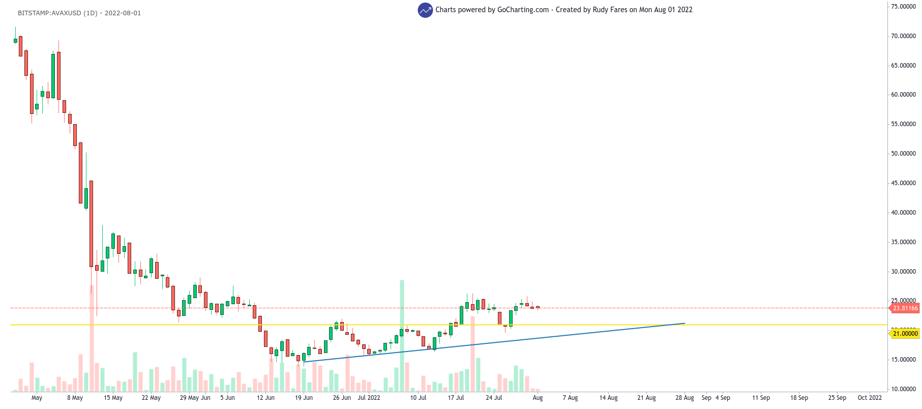 AVAX/USD 1-day chart 